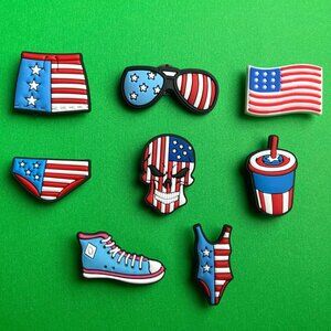 USA Crocs Shoe Charms Set of 8 - jibbitz Charms United States Theme